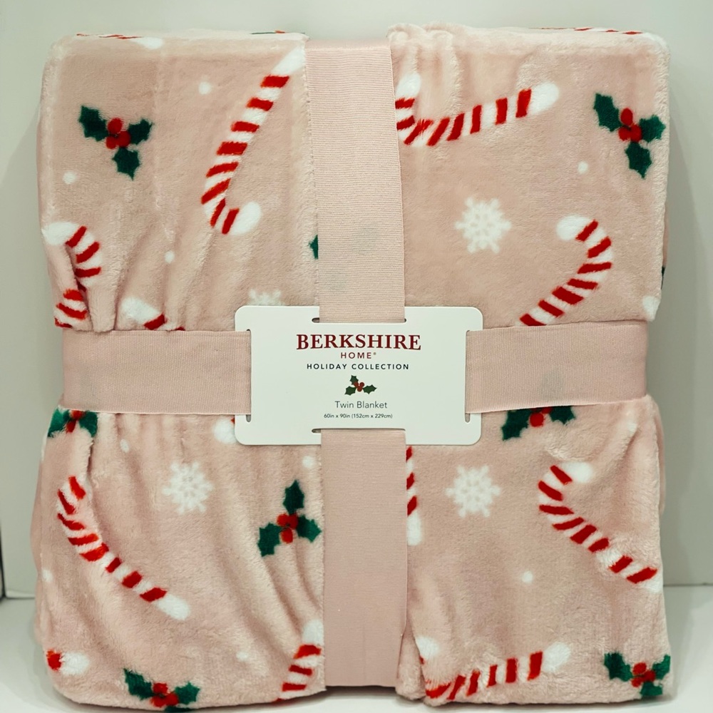 Pink Christmas Holiday Plush Throw Blanket by Berkshire